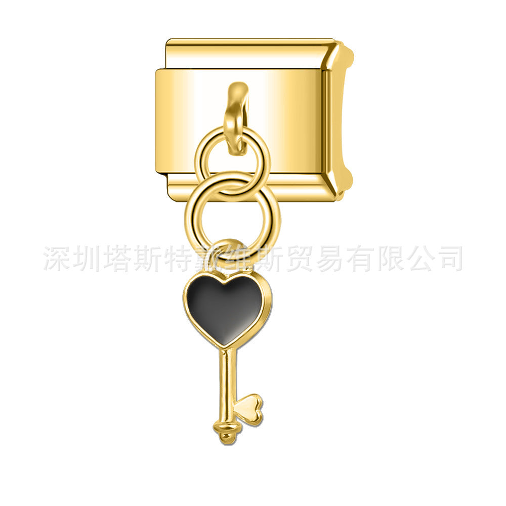 Wholesale 9mm Italian Charm Starter Bracelets DIY square Single Section Creative Stainless Steel Composable Bracelet