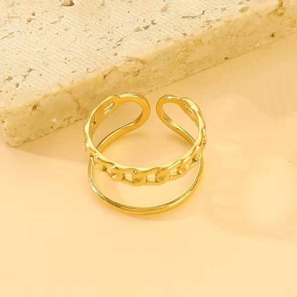 Anello di apertura a trama irregolare con goccia d'olio in acciaio inossidabile all'ingrosso