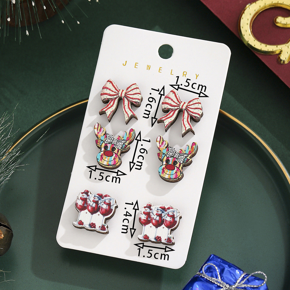 Wholesale Christmas Bow Elk Earrings