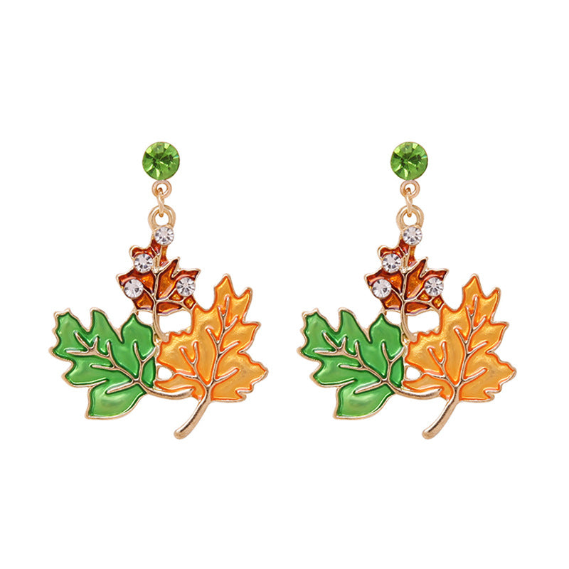 Wholesale Cartoon Alloy Oil Drop Thanksgiving Pumpkin Earrings ACC-ES-Bingl001