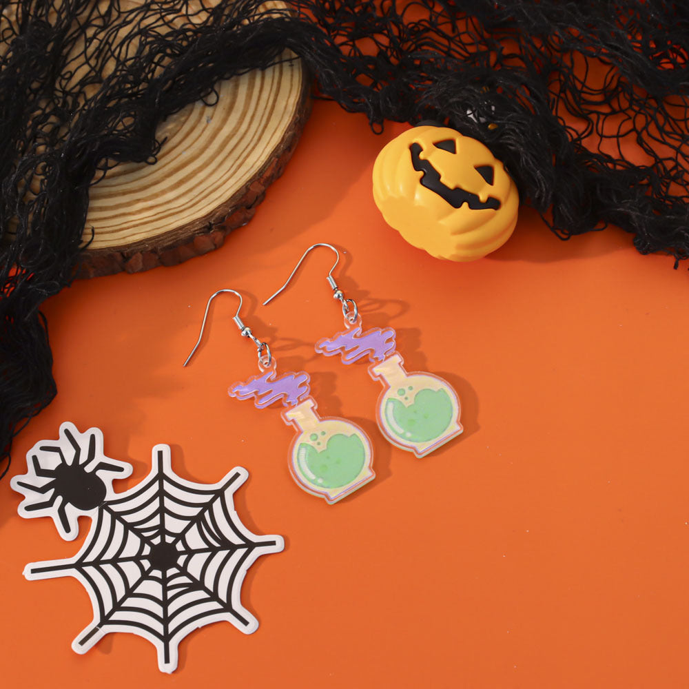 Wholesale  Acrylic Pumpkin Lantern Bat Earrings