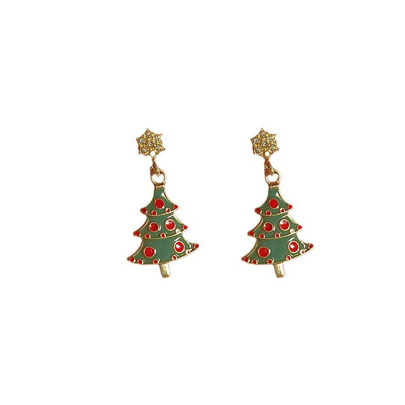 Wholesale Christmas Tree Earrings Small and Stylish Diamond Christmas Tree Earrings ACC-ES-YingHao006