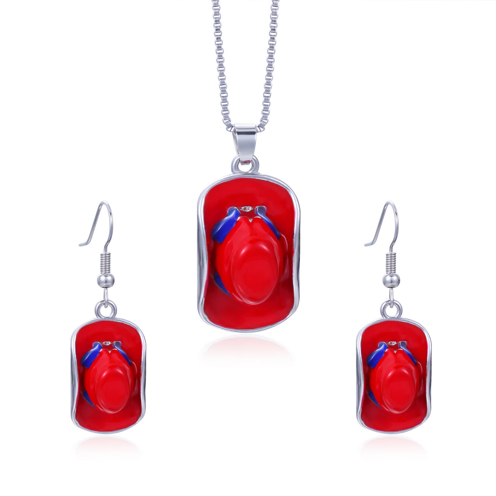 Wholesale  American Independence Day Necklace Alloy Diamond Set American Map Flag Striped Earrings Necklace Set