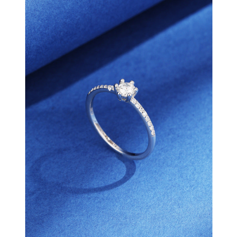 Wholesale S925 sterling silver niche 40 points moissanite diamond ring