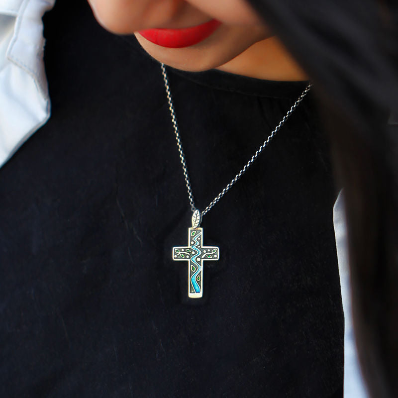 Wholesale New Retro Enamel Cross Necklace