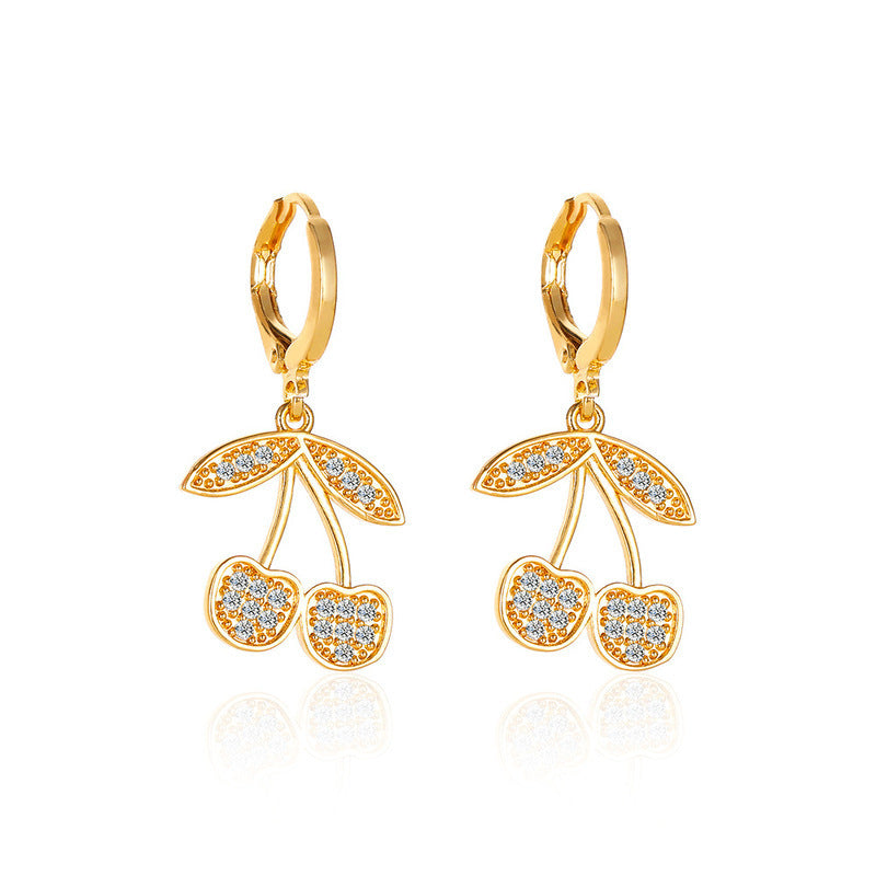 Wholesale  long cherries earrings creative  cute cherry earrings