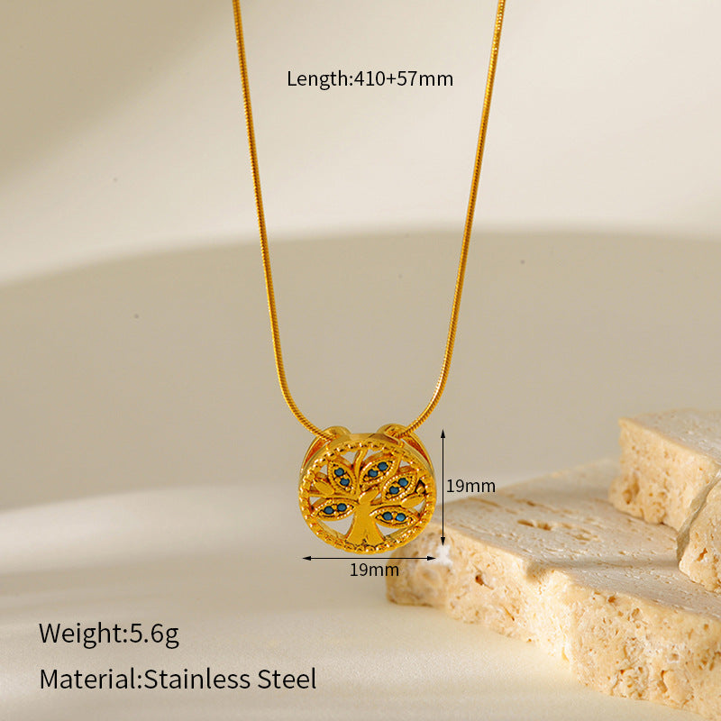 Wholesale Stainless Steel Gold-Plated Eye Leaf Pendant  Necklace