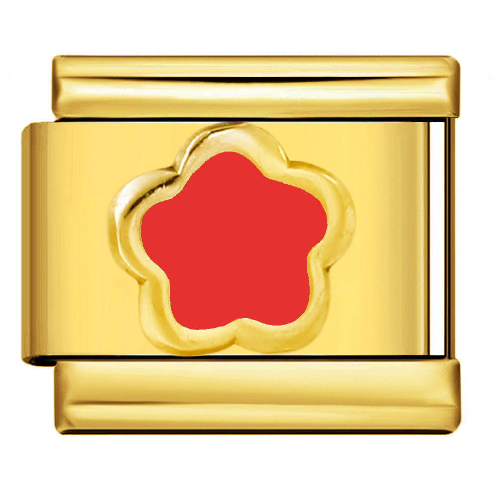 Wholesale Italian Charm Bracelet 9mm DIY Splicing Colored Oil-Drip Petals Stainless Steel Composable Bracelet