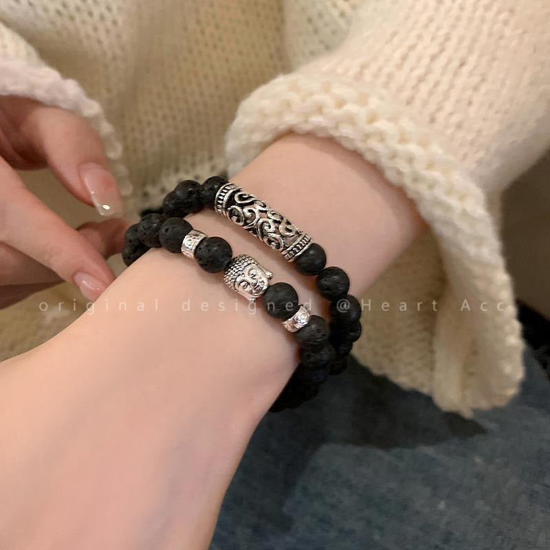 Wholesale Vintage Boho Hollow Tube Bracelet Set Unisex Handmade Lucky Cat Design Fashion Jewelry Gift for Couples