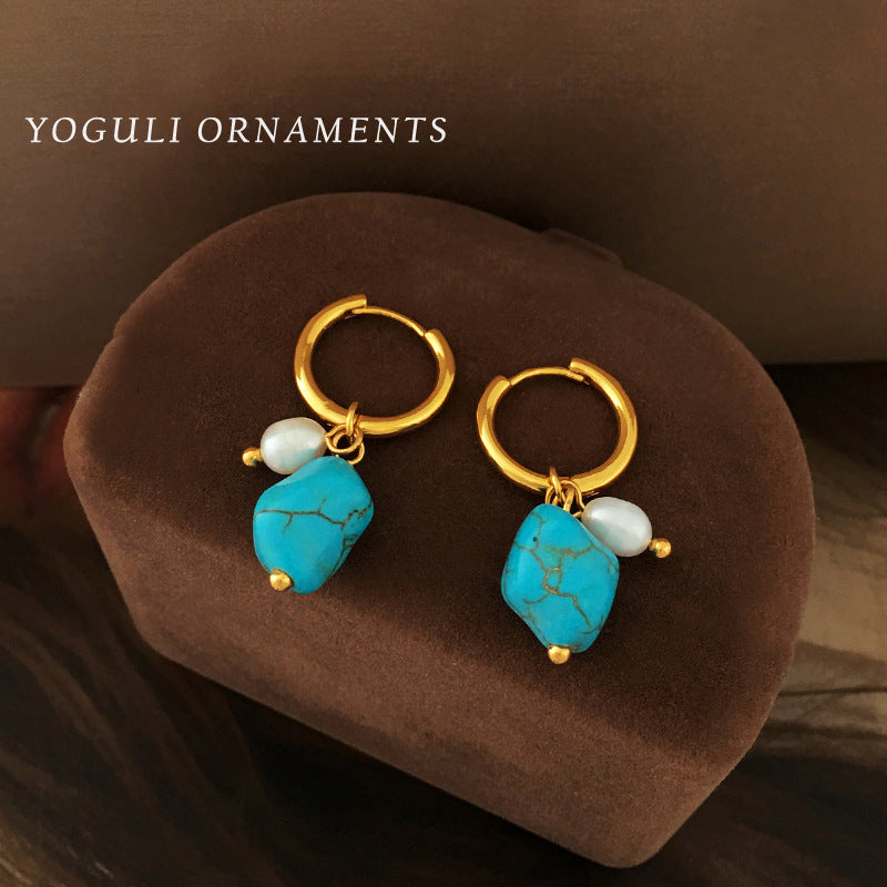 Wholesale irregular blue turquoise earrings
