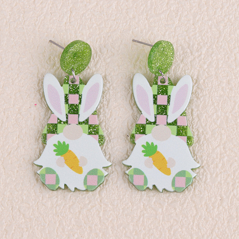 Wholesale 2PCS Acrylic Easter Bunny Egg Earrings