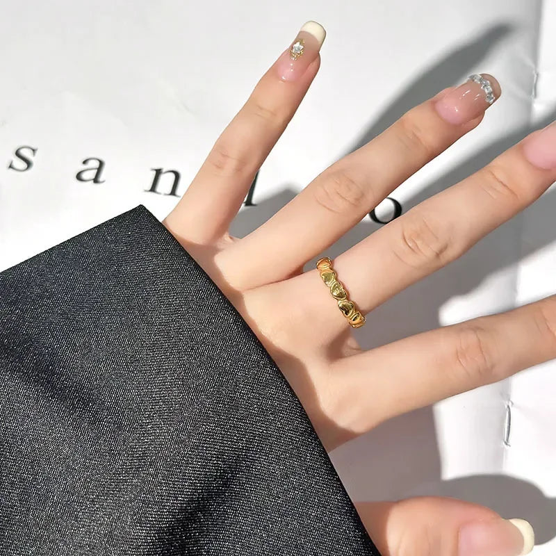 Wholesale  Titanium Steel Ring Light Luxury Peach Heart Finger Ring