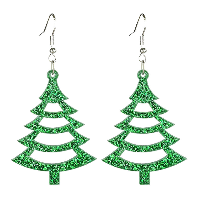 Wholesale 2 Pairs/pack Christmas Acrylic Shiny Hollow Holiday Earrings ACC-ES-HY183