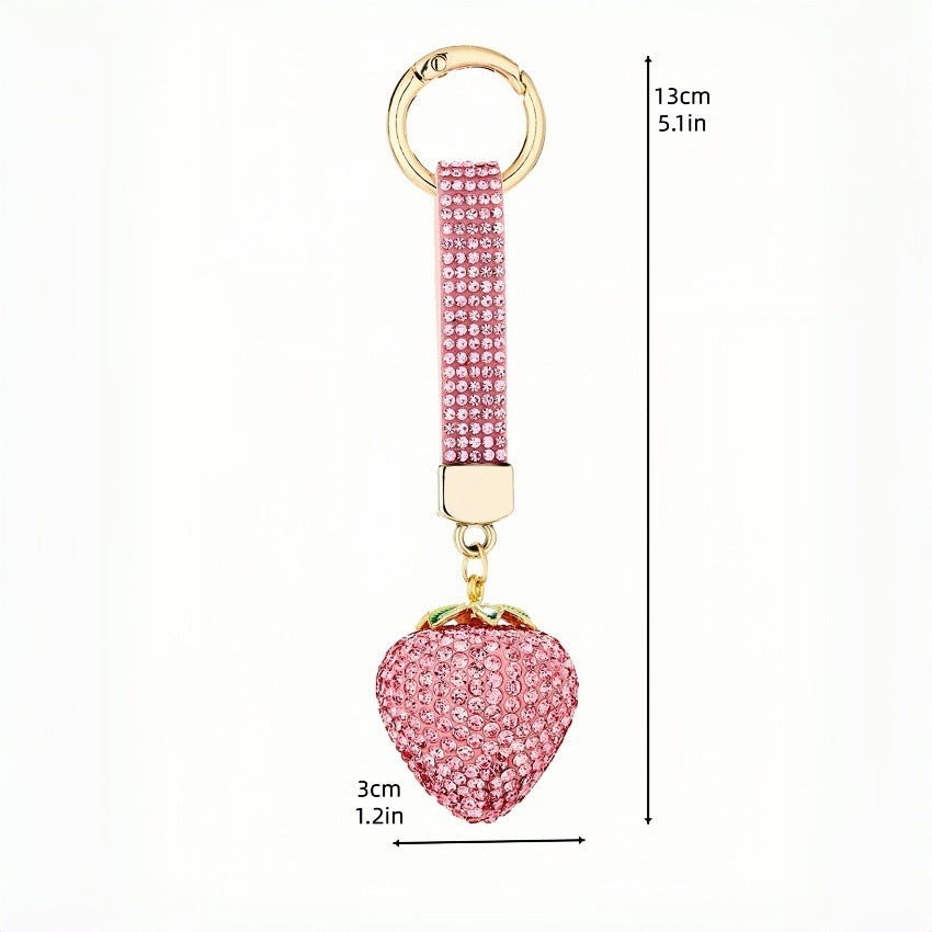 Wholesale Red Strawberry Rhinestone Keychain Car Key Accessory Gift