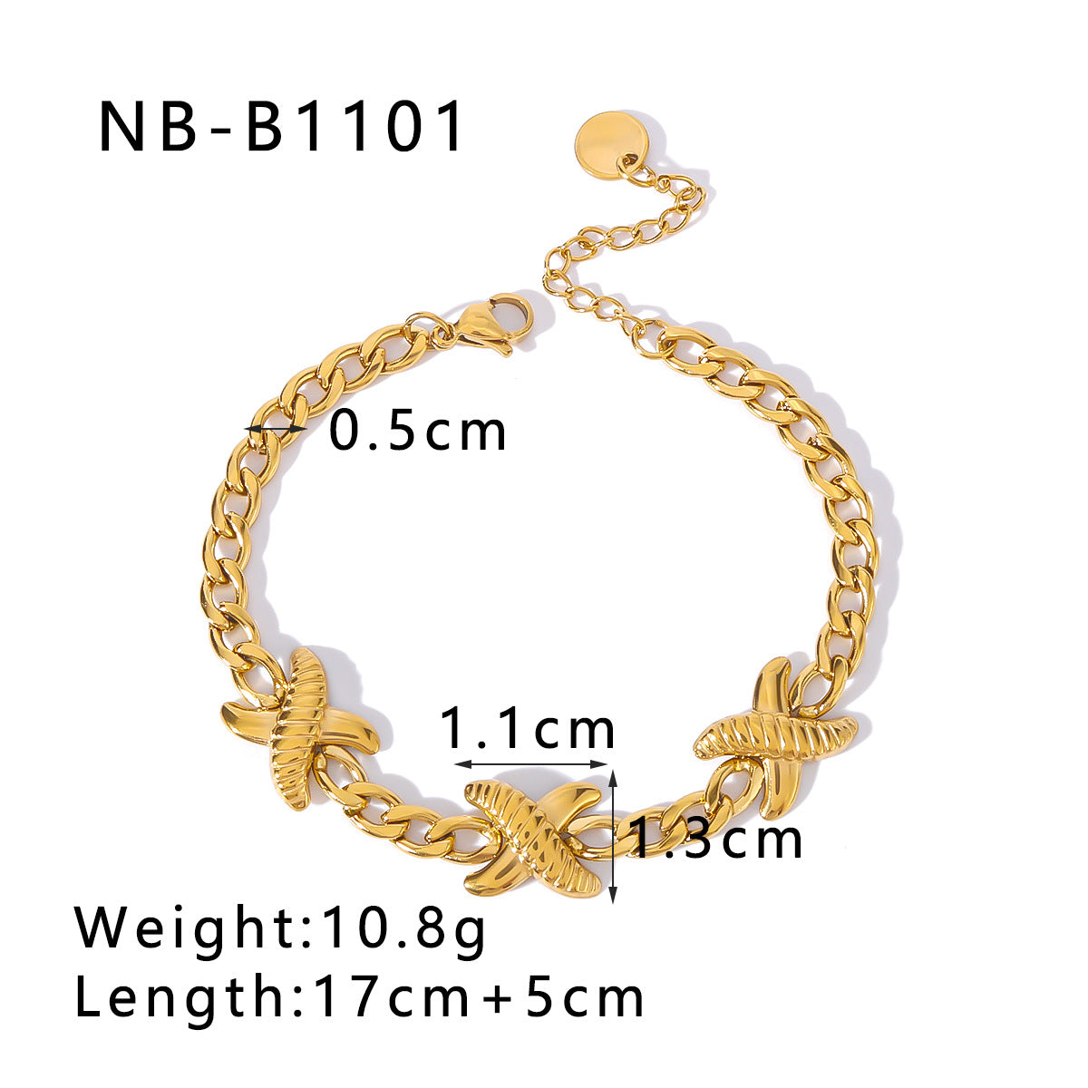 Bracelet de collier à chaîne épais en or en acier inoxydable en gros