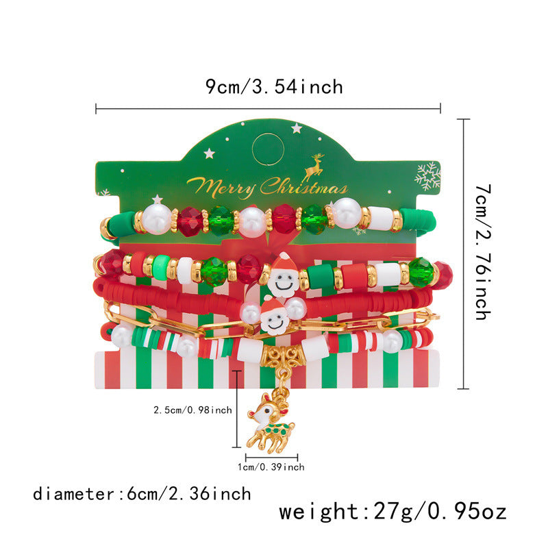 Wholesale Christmas Tree Bell Soft Clay Paper Card Bracelet Set