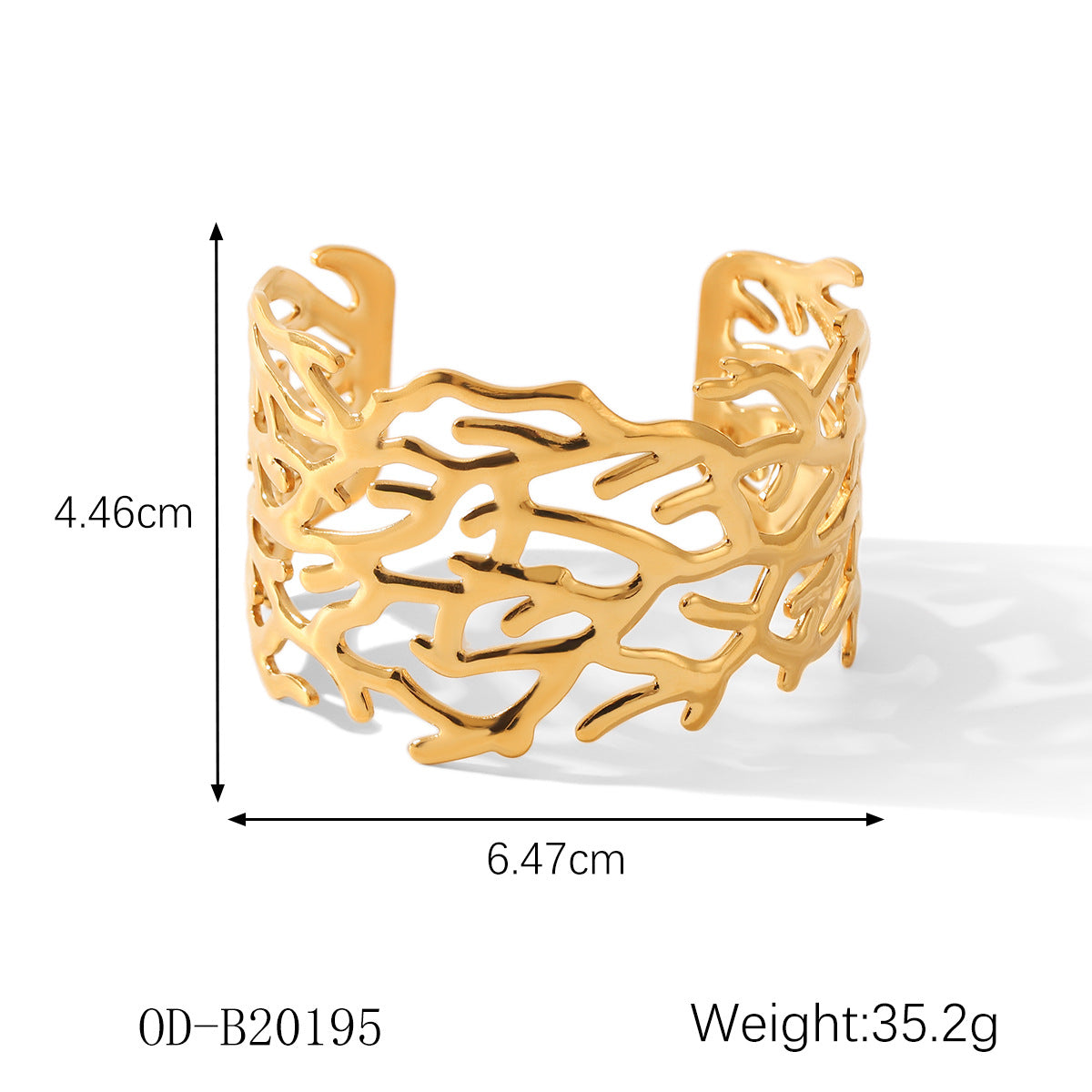 Wholesale  stainless steel 18K gold bracelet  geometric irregular linear hollow opening bracelet