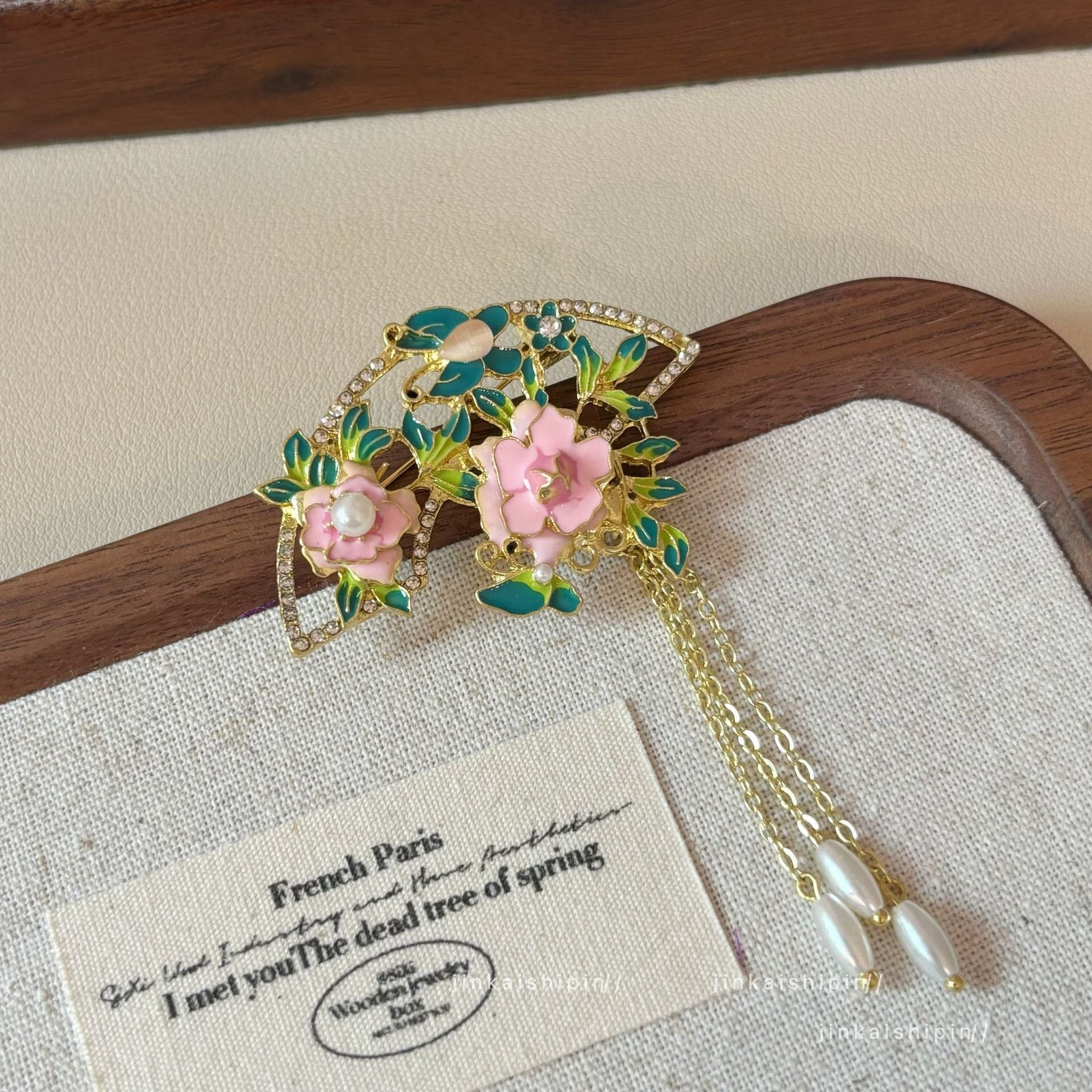 Wholesale  Vintage Peony Flower Tassel Brooch