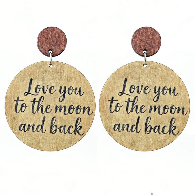 Wholesale 2Pairs Mother' s Day Wooden Geometric Drop Earrings