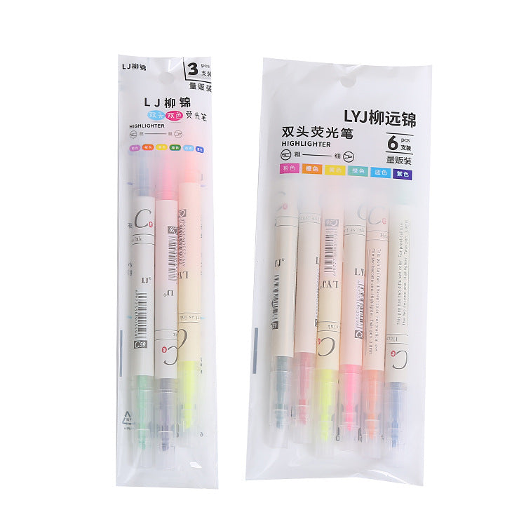 Wholesale Double Head Highlighter Color Marker Bevel Head Plastic Watercolor Pen ACC-PN-Liuj010