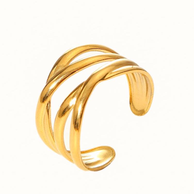 Wholesale Leaf Geometric Stainless Steel Rings 18k Gold Plated Rings ACC-RS-MuC013