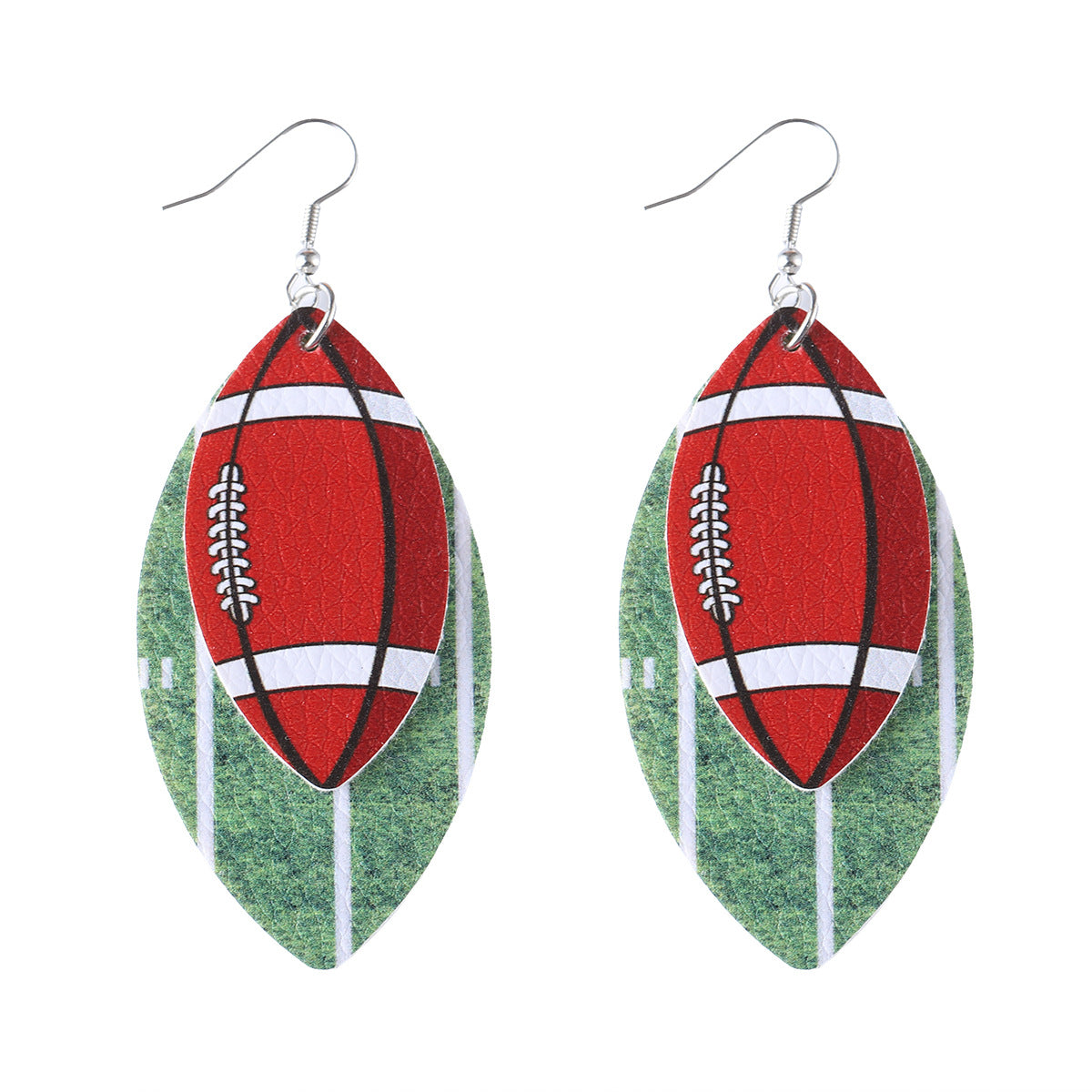 Wholesale Layered Rugby Leopard Stripe Leaf Drop Earrings