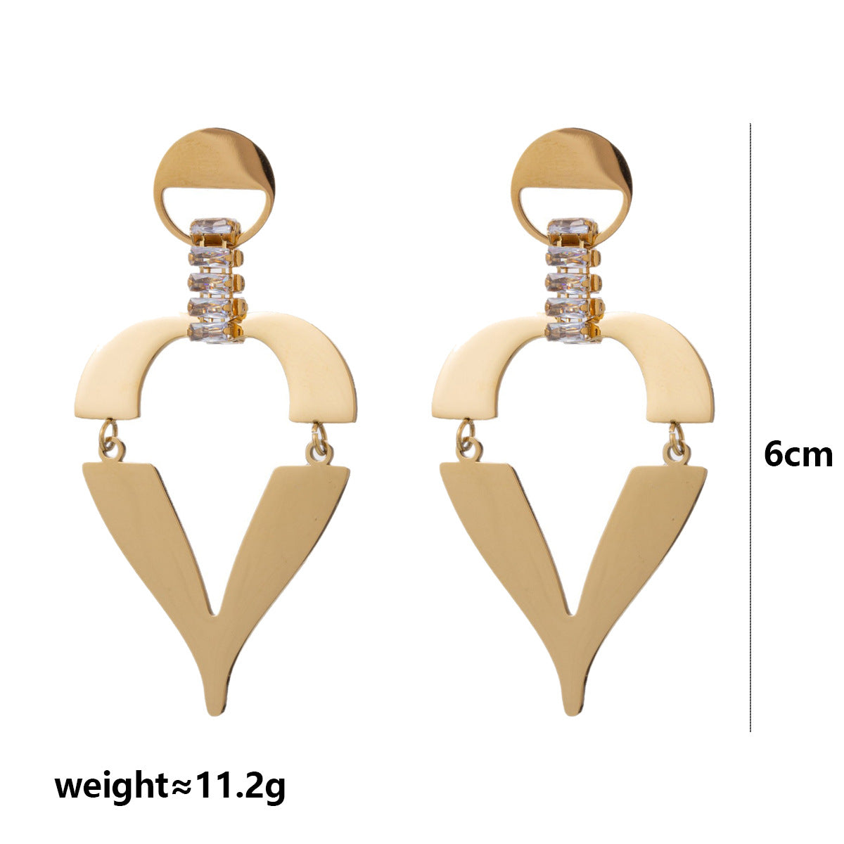 Wholesale Trendy Geometric Zircon Square Earrings Stainless Steel Electroplated for Women Boutique Resale