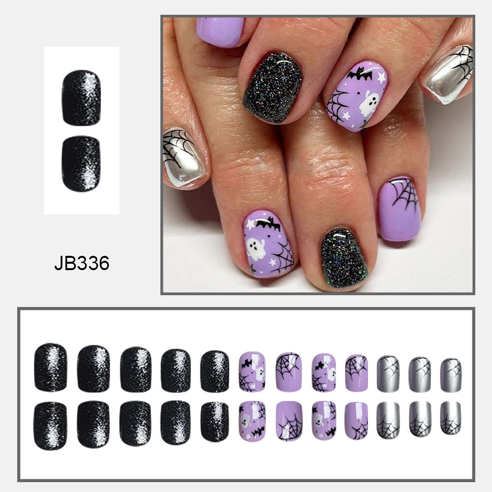 Wholesale 24 Pieces/box Halloween Press-on Nails Kits Nail Stickers ACC-NS-FengLi022