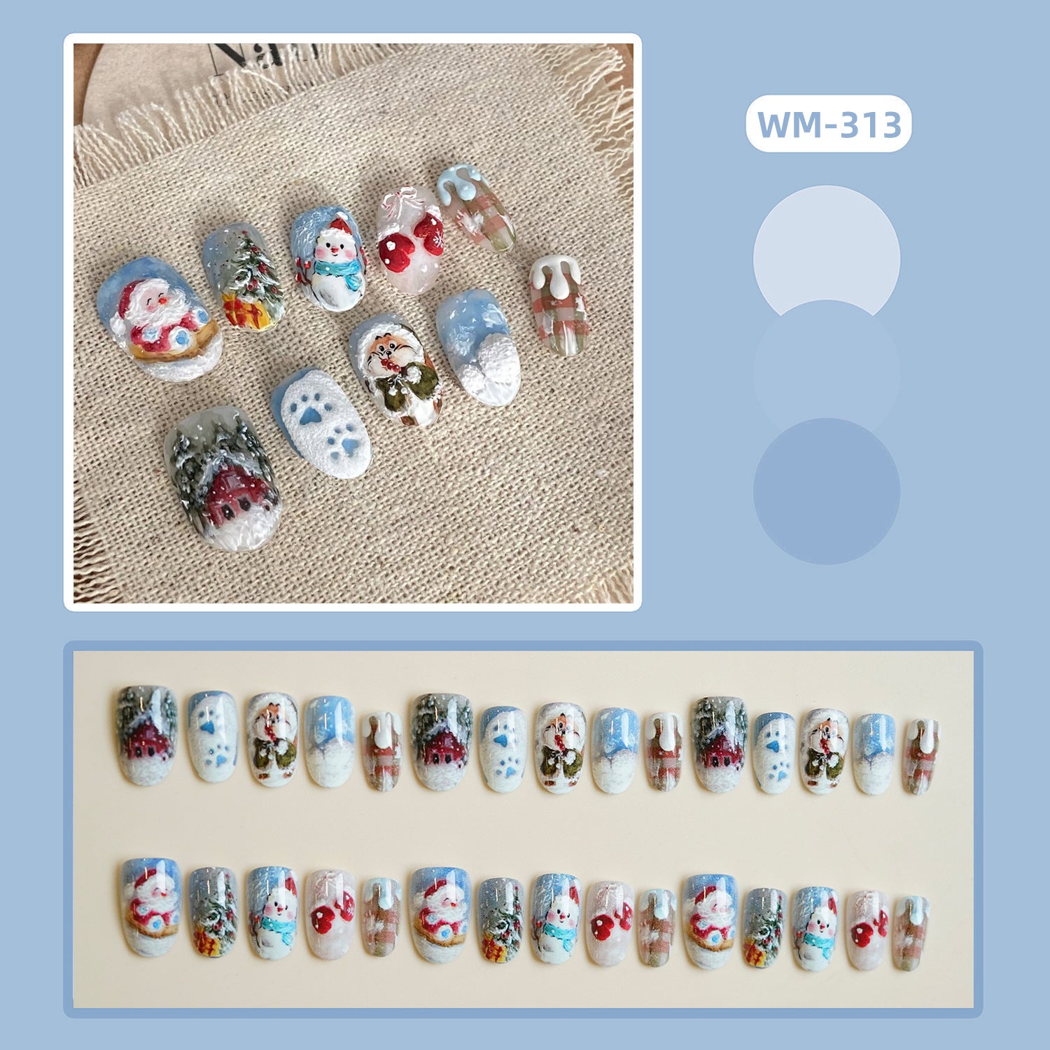 Wholesale 24 Pieces/ box Christmas  Nails Kits Nail Stickers