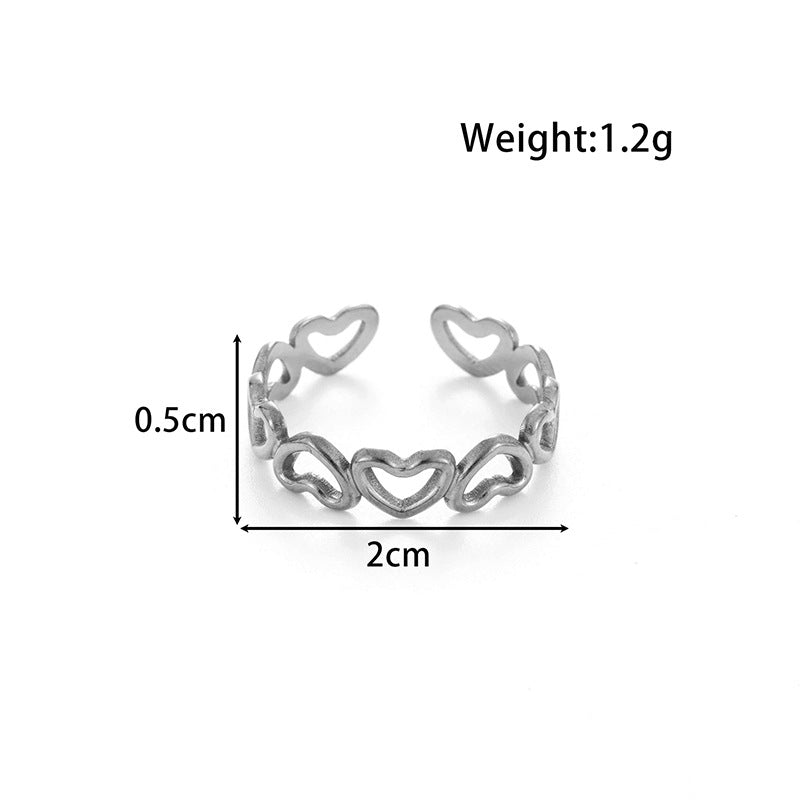 Wholesale Titanium steel hollow love angel wing adjustable ring