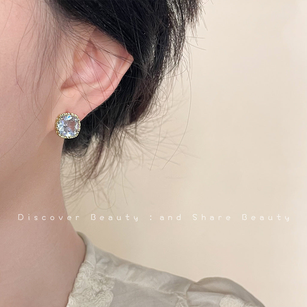 Wholesale Sugar Cube Zircon Earrings