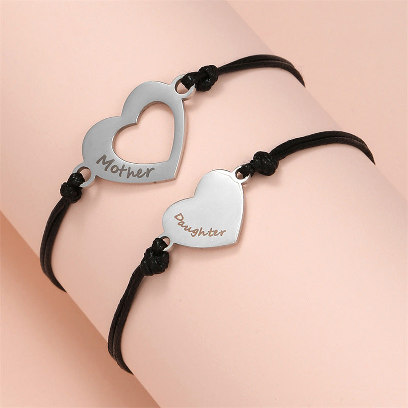 Wholesale  stainless steel love woven bracelet heart heart-shaped mother's day bracelet