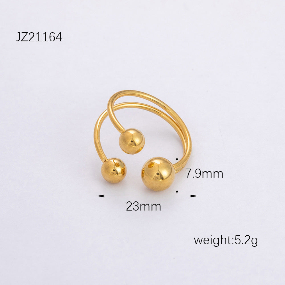Wholesale Retro Light Luxury Ball Ring Stainless Steel Plated 18K Gold Rings ACC-RS-YuHui002