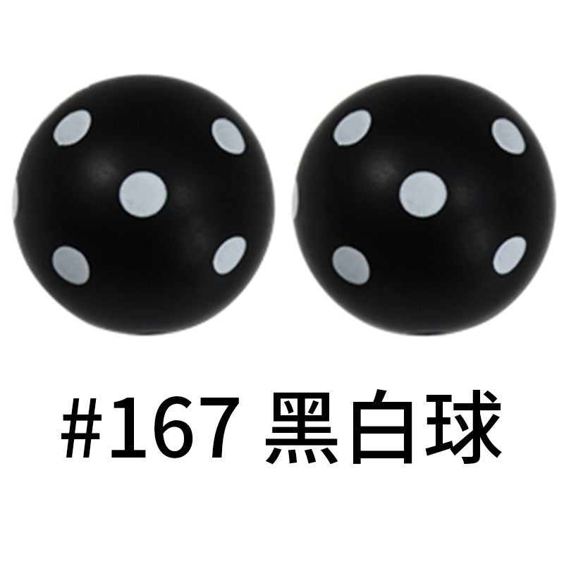Wholesale 50pcs Western Style Leopard Skull Color Aztec Printed Silicone Balls Beads ACC-BDS-HeSheng005