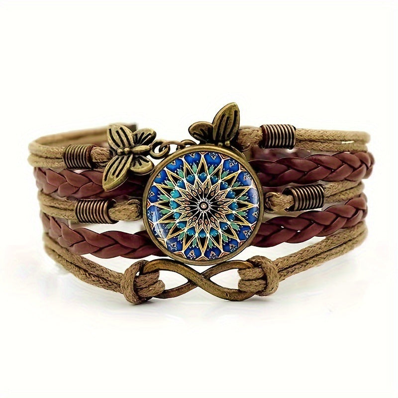 Wholesale Handmade Mandala Yoga Bracelet Multi Layer Woven Cord With Butterfly Symbols Everyday Wear Gift Boutique Resale