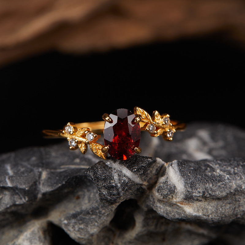 Wholesale S925 Sterling Silver Natural Topaz Garnet Ring