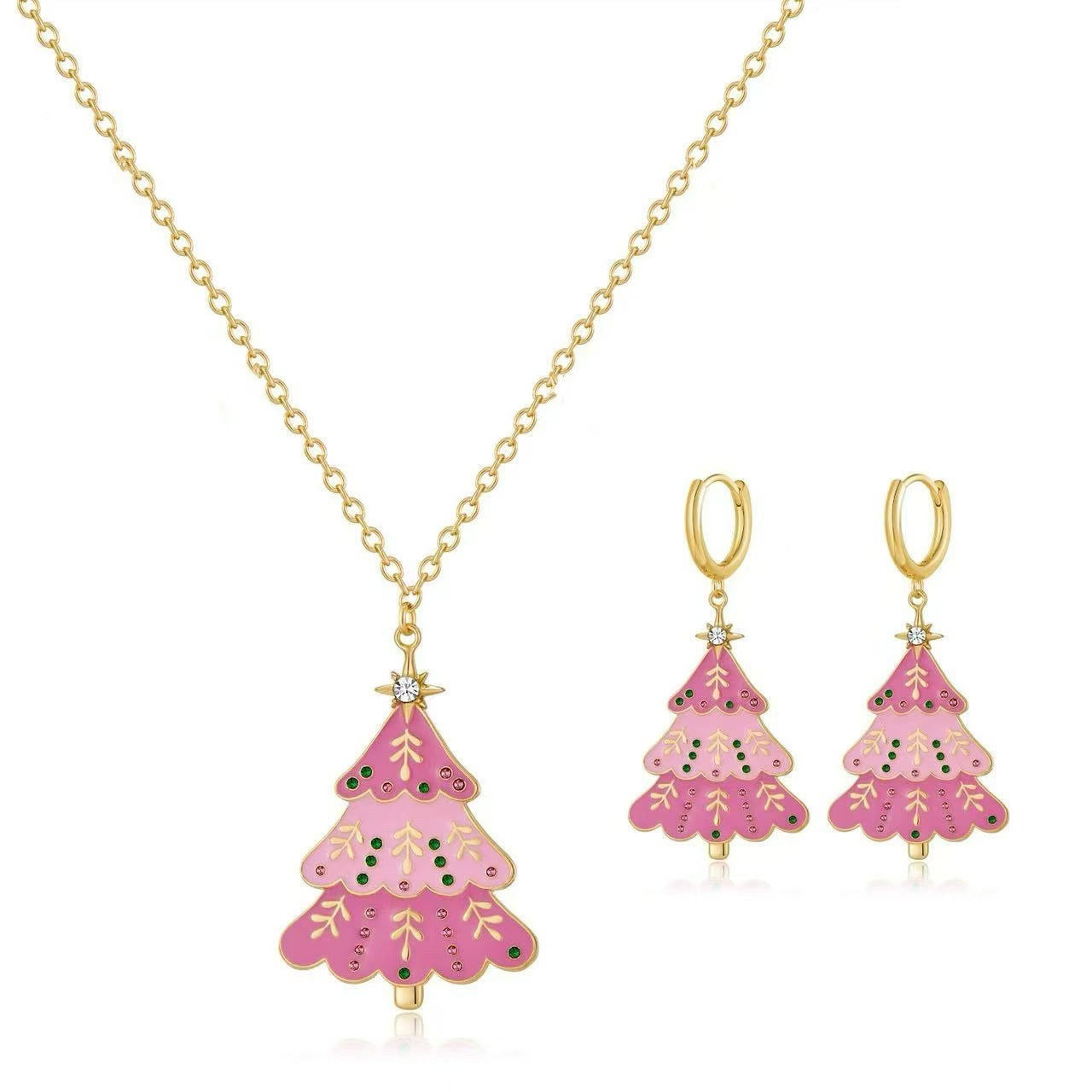 Wholesale Pink Girls Christmas Tree Earrings