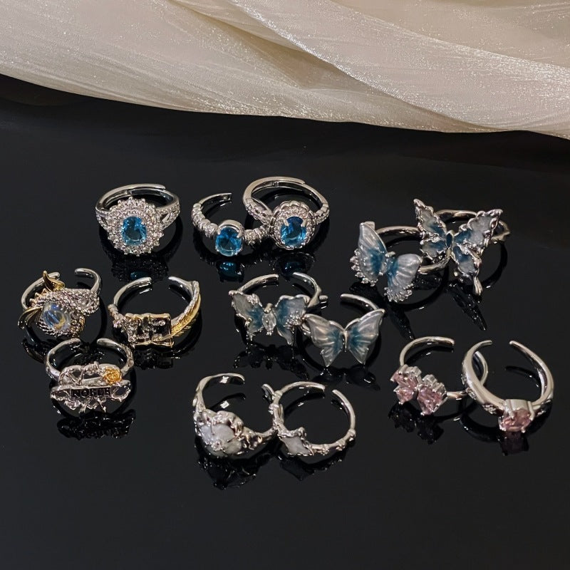 Wholesale Copper Drip Oil Butterfly Zircon Open Ring - Trendy Jewelry Accessory for Women,  Everyday Gift