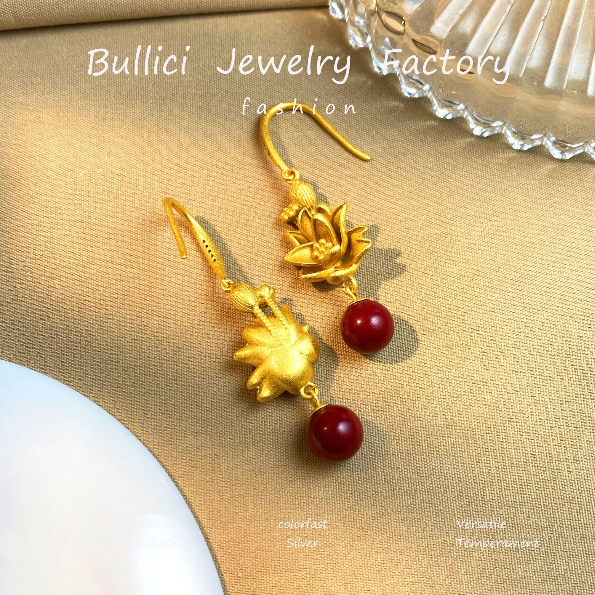 Wholesale  S925 Sterling Silver Material Lotus Elegant Long Tassel Ear Hook Earrings