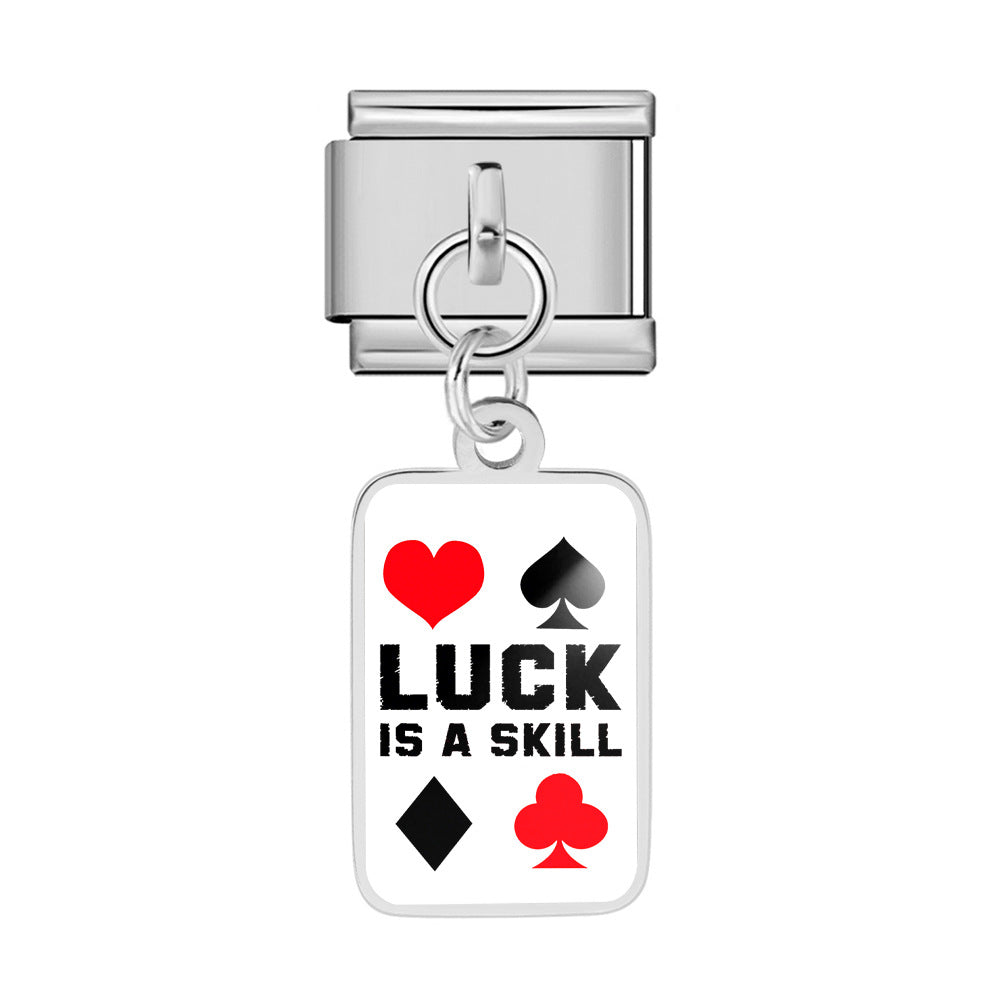 Wholesale Trendy Playing Card Pendant Stainless Steel Bracelet Fashion Accessory For Boutique Resale