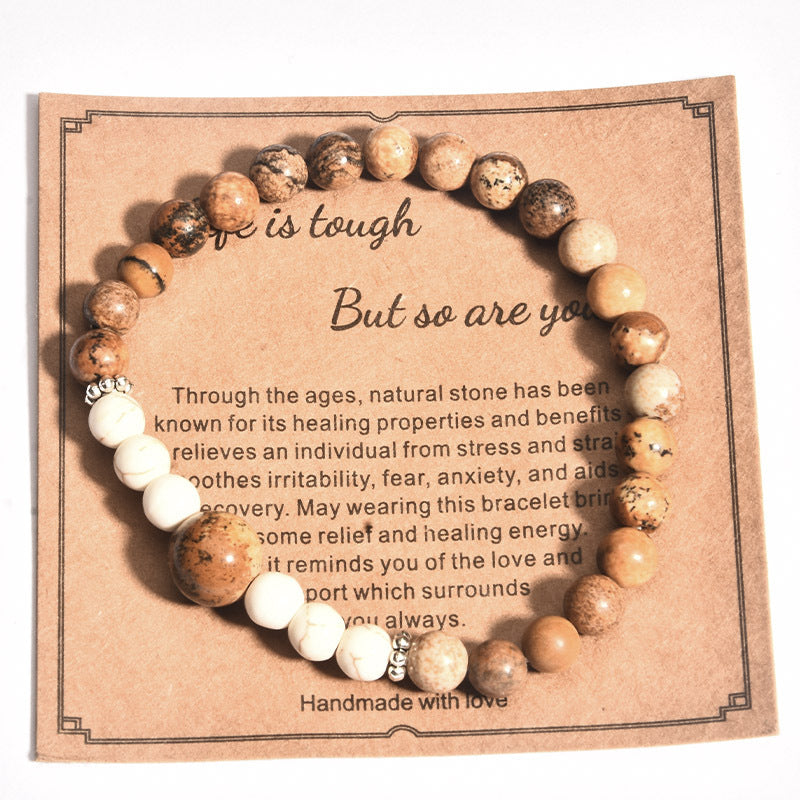 Wholesale 6mm10MM African Turquoise Bracelet Picture Stone Agate Beads Bracelet ACC-BT-zhixiang007