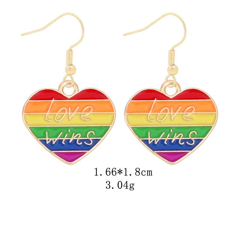 Wholesale LGBT Pride Month Rainbow Alloy Earrings ACC-ES-BinLi002