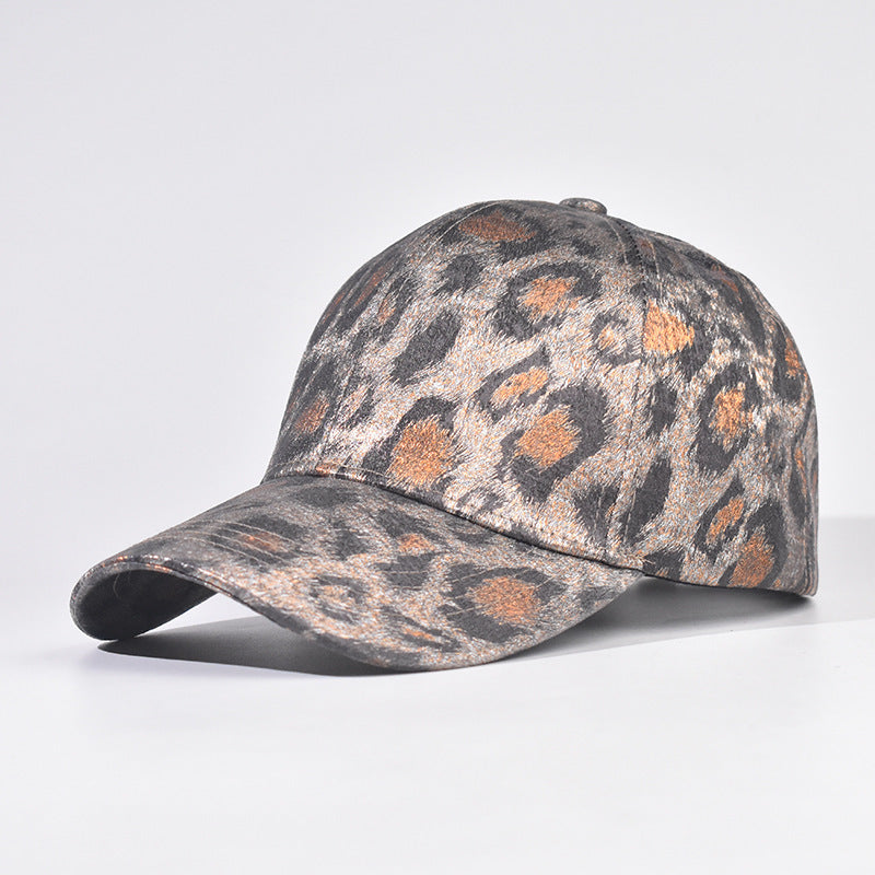 Wholesale Trendy Gold Foil Leopard Print Baseball Cap Thick Dome Hard Top Curved Brim Adjustable Everyday Unisex Sun Hat