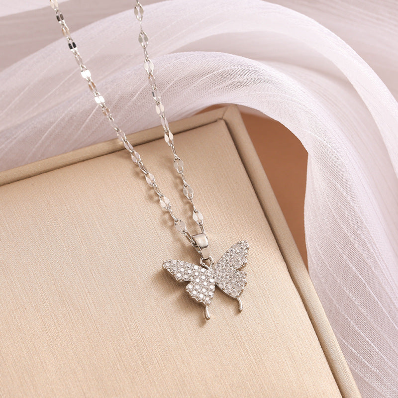 Wholesale Black and White Double-sided Four-leaf Clover Stainless Steel Necklace Light Luxury Necklaces ACC-NE-Nayin003