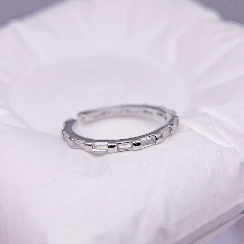 Wholesale Rectangular Micro-paved Zirconia Open Adjustable Rings ACC-RS-YXY038