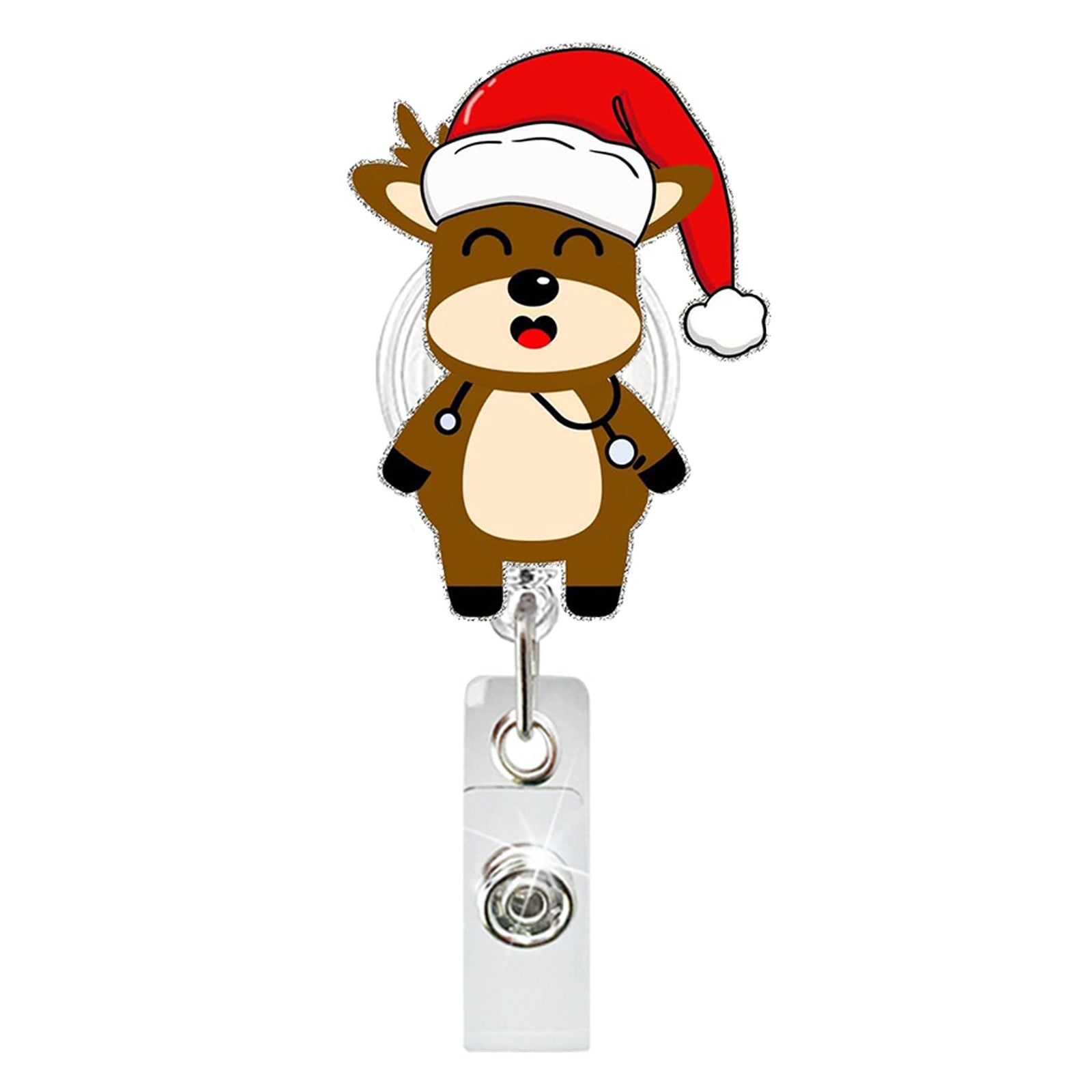 Wholesale Christmas Glitter Acrylic Cat Sloth Retractable Rotating Badge Keychain ACC-KC-QiDing030