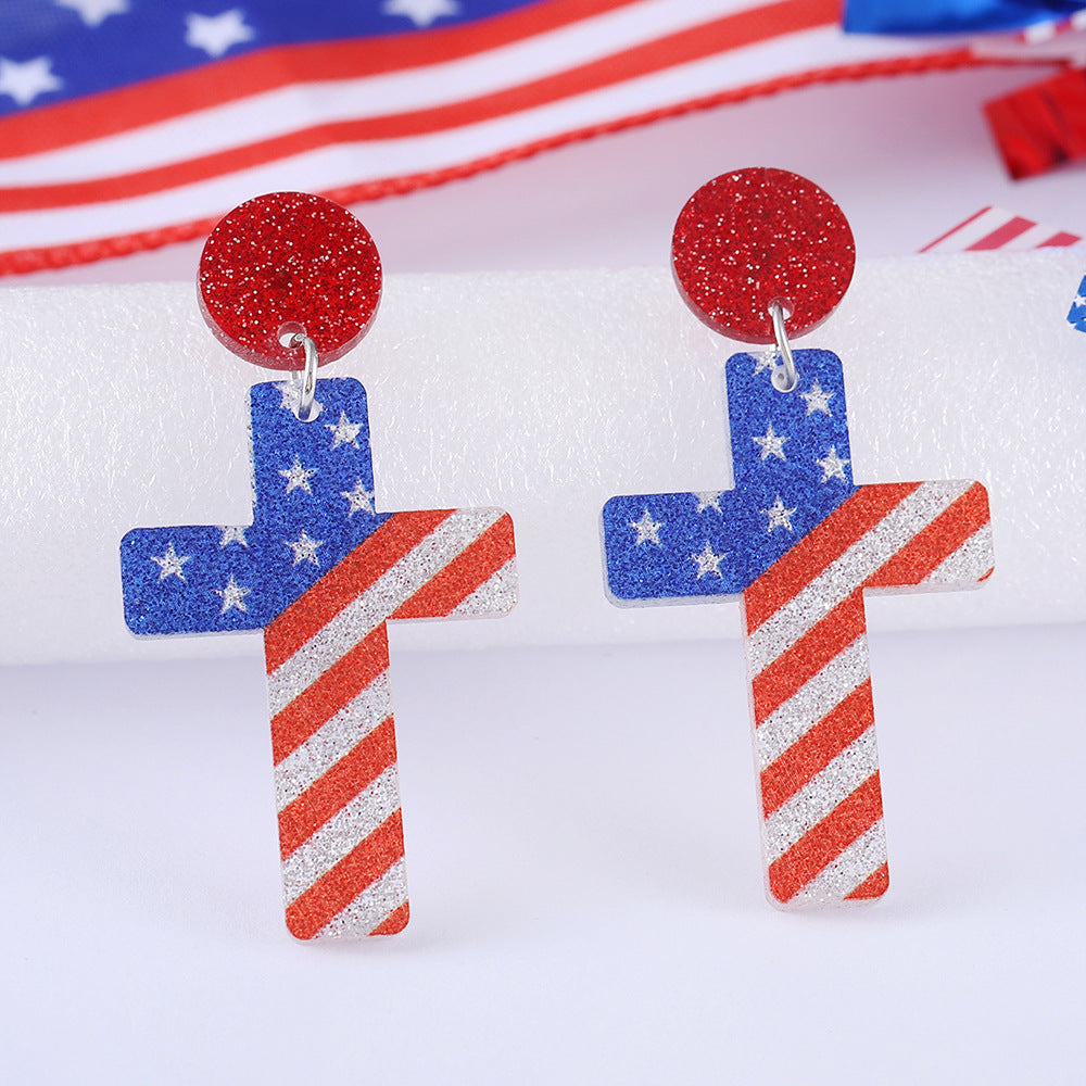 Wholesale Independence Day American flag heart star pendant earrings