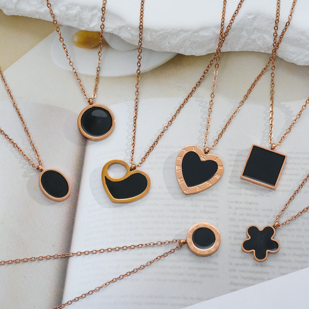 Wholesale Elegant Full Body Titanium Steel Oil Drop Necklace,  Chic Fashion Accessory for Boutique Resale