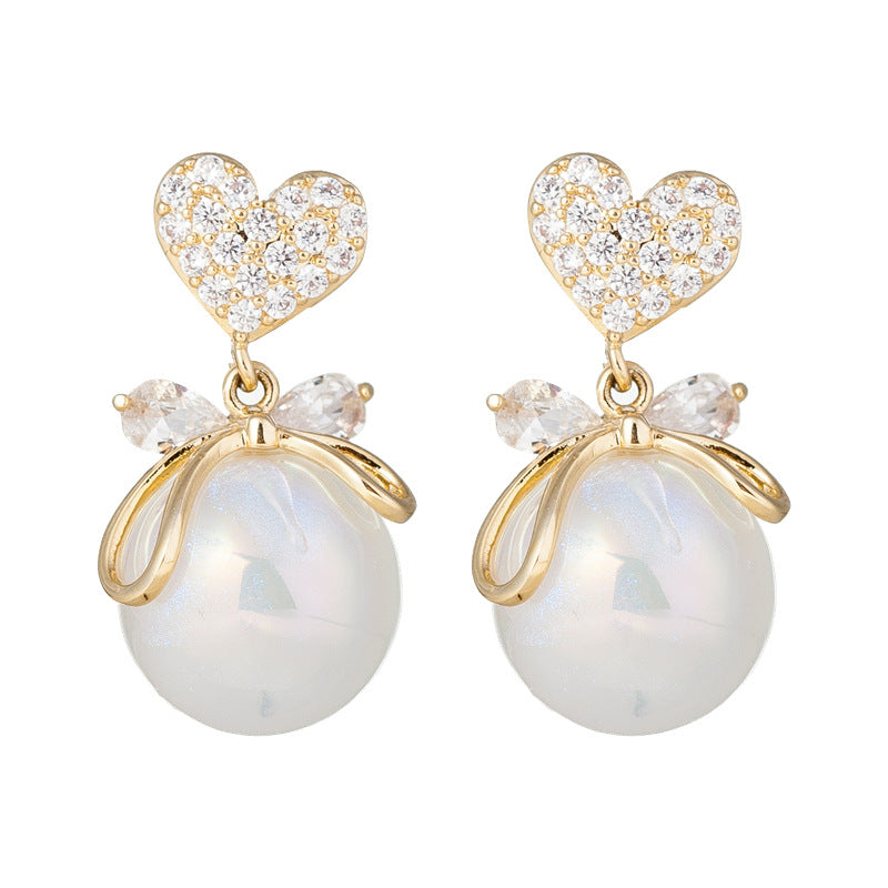 Wholesale 925 Silver Needle Heart Pearl Temperament Earrings ACC-ES-HaoWen009