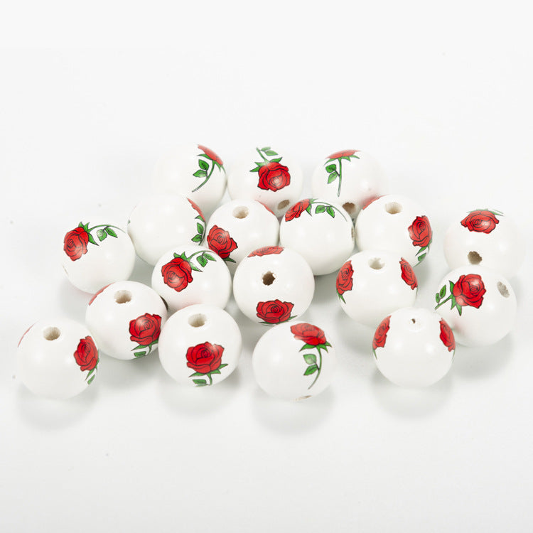 Wholesale 50pcs Mother's Day Wooden Beads Colored Wooden Beads Focal Beads ACC-BDS-DianJin003